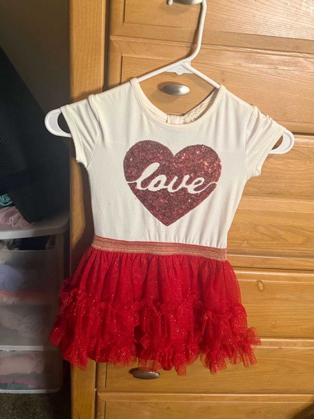 btween White and Red "Love" Heart Tutu Dress